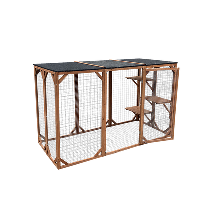 180cm Large Cat Enclosure Wooden Outdoor Cage with 3 Platforms