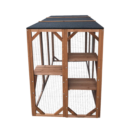 180cm Large Cat Enclosure Wooden Outdoor Cage with 3 Platforms