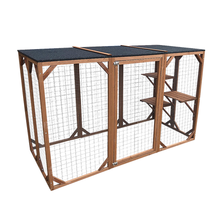 180cm Large Cat Enclosure Wooden Outdoor Cage with 3 Platforms