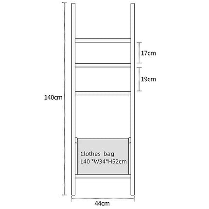 Wall Leaning Ladder Shelf with Laundry Basket Clothes Hamper Bath Towel Rack