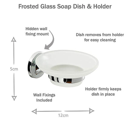 Bathroom Accessories Set 6 Piece Pack Chrome Wall Mounted Easy Fittings