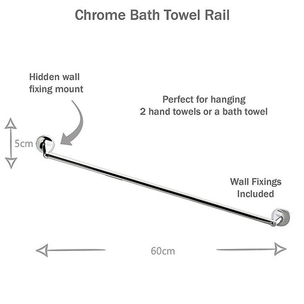Bathroom Accessories Set 6 Piece Pack Chrome Wall Mounted Easy Fittings
