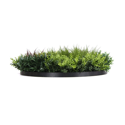 Slimline Artificial Green Wall Disc Art 90cm Green Field UV Resistant (Black)
