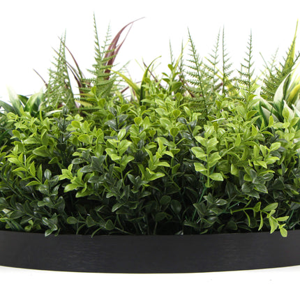 Slimline Artificial Green Wall Disc Art 50cm Green Field UV Resistant (Black)