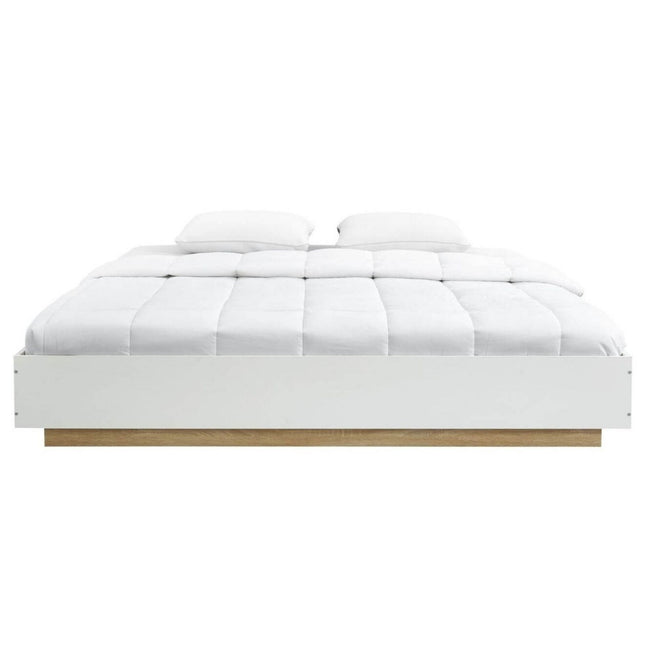 Aiden Industrial Contemporary White Oak Bed Base Bedframe