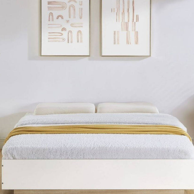Aiden Industrial Contemporary White Oak Bed Base Bedframe