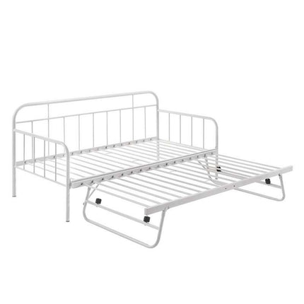 Metal Daybed Pop Up Trundle Sofa Bed Frame Single Size White