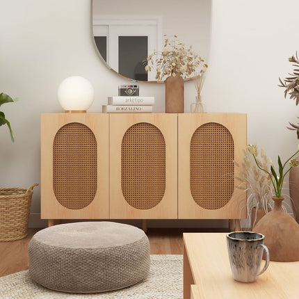 Kailua 3 Door Rattan Sideboard in Maple