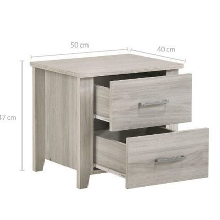 2 Drawers Bedside Table In White Oak