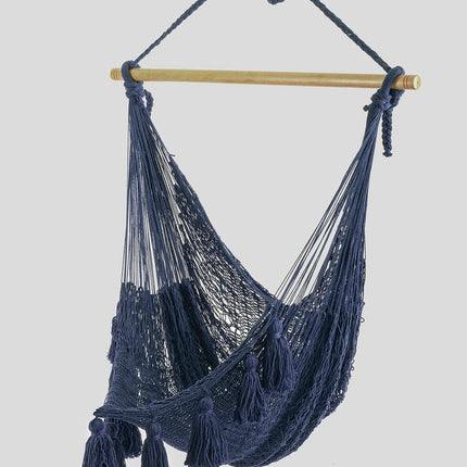 Deluxe Extra Large Mexican Hammock Chair in Outdoor Cotton Colour Blue
