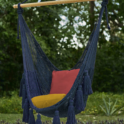 Deluxe Extra Large Mexican Hammock Chair in Outdoor Cotton Colour Blue