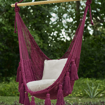 Deluxe Extra Large Mexican Hammock Chair in Outdoor Cotton Colour Maroon