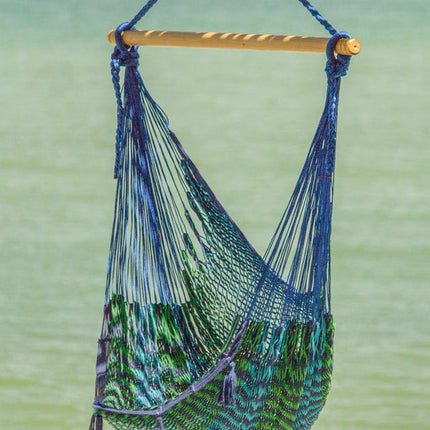 Mayan Legacy Extra Large Outdoor Cotton Mexican Hammock Chair in Caribe Colour