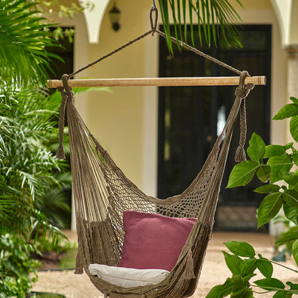 Mayan Legacy Extra Large Outdoor Cotton Mexican Hammock Chair in Cedar Colour