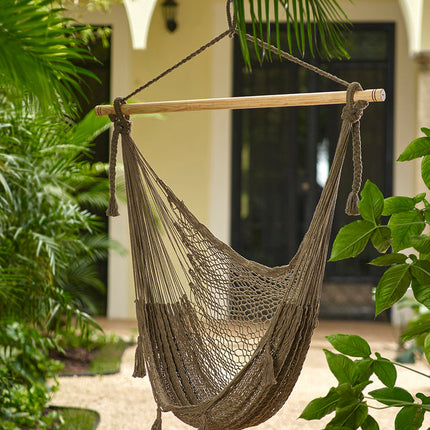 Mayan Legacy Extra Large Outdoor Cotton Mexican Hammock Chair in Cedar Colour