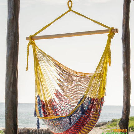 Mayan Legacy Extra Large Outdoor Cotton Mexican Hammock Chair in Confeti Colour