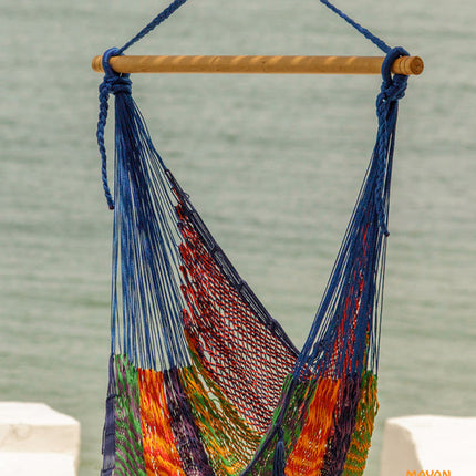 Mayan Legacy Extra Large Outdoor Cotton Mexican Hammock Chair in Mexicana Colour