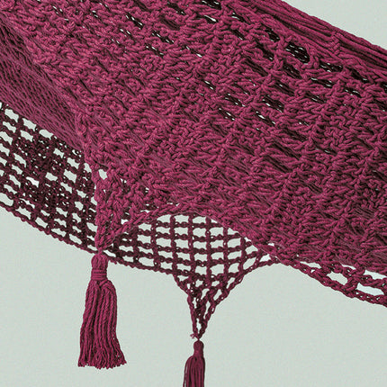 Mayan Legacy Queen Size Deluxe Outdoor Cotton Mexican Hammock in Maroon Colour