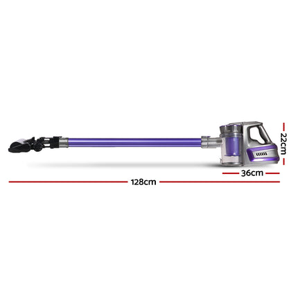 Devanti 150W Stick Handstick Handheld Cordless Vacuum Cleaner 2-Speed with Headlight Purple