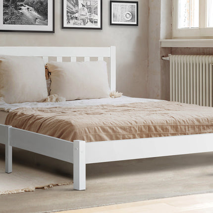 Artiss Double Full Size Wooden Bed Frame SOFIE Pine Timber Mattress Base Bedroom