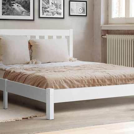 Artiss Wooden Bed Frame Queen Size Pine Timber Mattress Base Bedroom