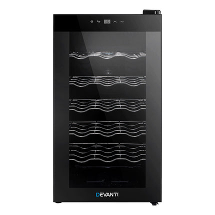 Devanti Wine Cooler 18 Bottles Glass Door Beverage Cooler Thermoelectric Fridge Black