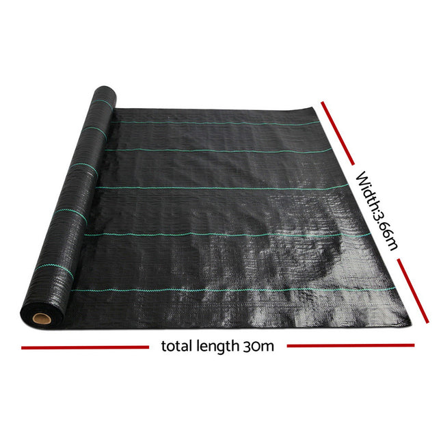 Instahut 3.66m x 30m Weedmat Weed Control Mat Woven Fabric Gardening Plant PE