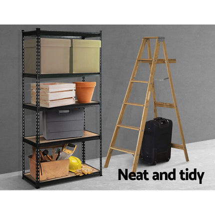 1.8M 5-Shelves Steel Warehouse Shelving Racking Garage Storage Rack Grey