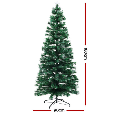 Jingle Jollys Christmas Tree 1.8M 6FT LED Xmas Multi Colour Lights Optic Fibre