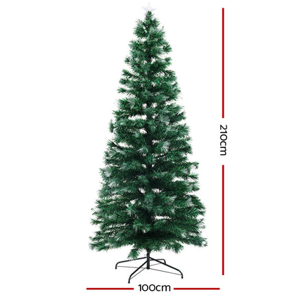 Jingle Jollys Christmas Tree 2.1M 7FT LED Xmas Multi Colour Lights Optic Fibre