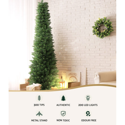 Jingle Jollys 1.8M Christmas Tree with Pre-Lit LED Lights Decoration 300 Tips