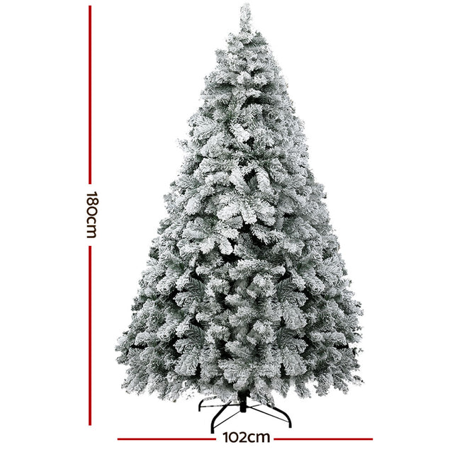 Jingle Jollys Christmas Tree 1.8M Xmas Trees Decorations Snowy 520 Tips