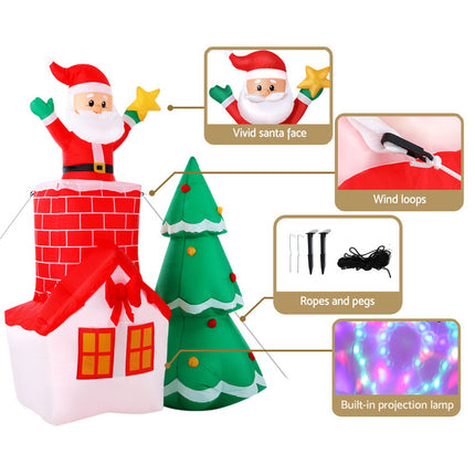 Jingle Jollys 2.2M Christmas Inflatable Santa Tree Lights Outdoor Decorations