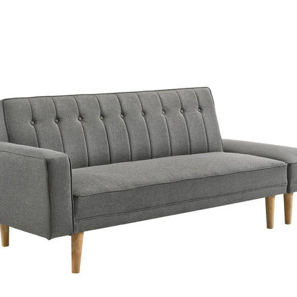 3 Seater Fabric Sofa Bed with Ottoman - Light Grey