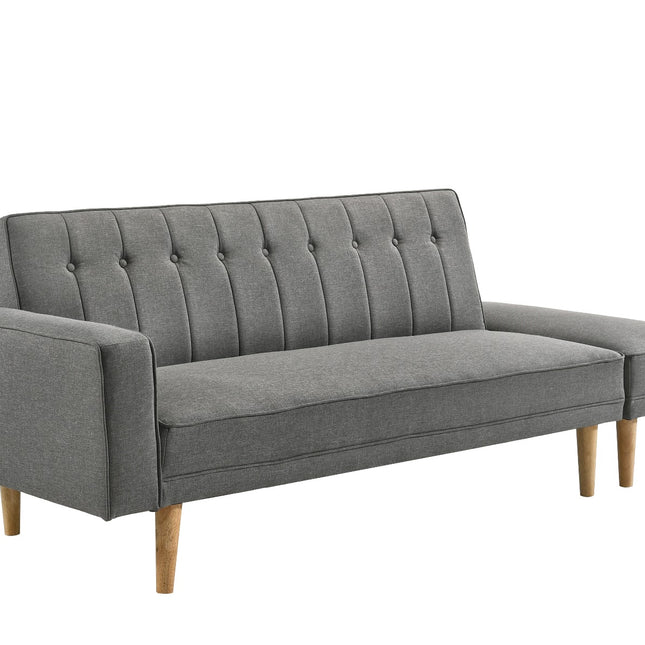3 Seater Fabric Sofa Bed with Ottoman - Light Grey