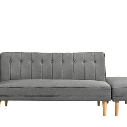 3 Seater Fabric Sofa Bed with Ottoman - Light Grey