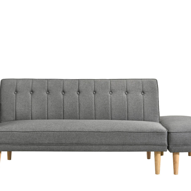 3 Seater Fabric Sofa Bed with Ottoman - Light Grey