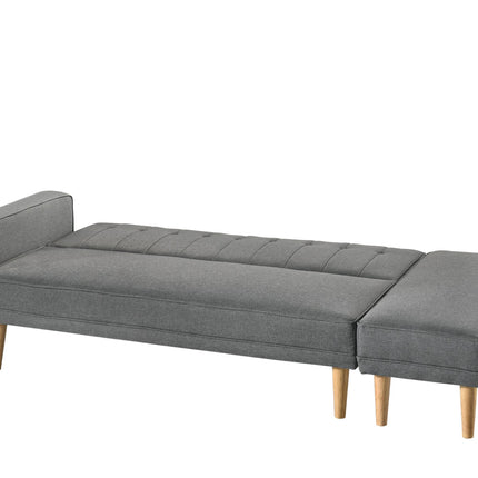 3 Seater Fabric Sofa Bed with Ottoman - Light Grey