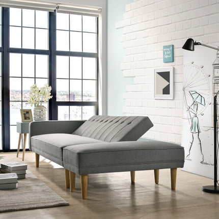 3 Seater Fabric Sofa Bed with Ottoman - Light Grey