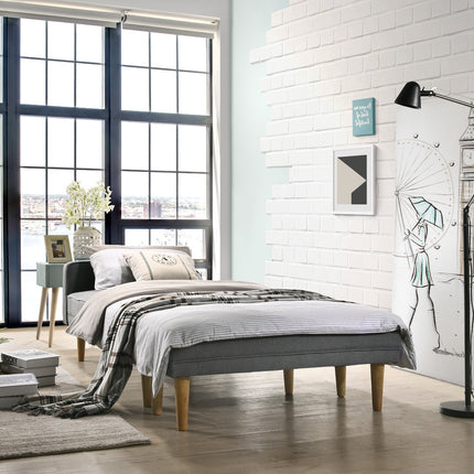 3 Seater Fabric Sofa Bed with Ottoman - Light Grey