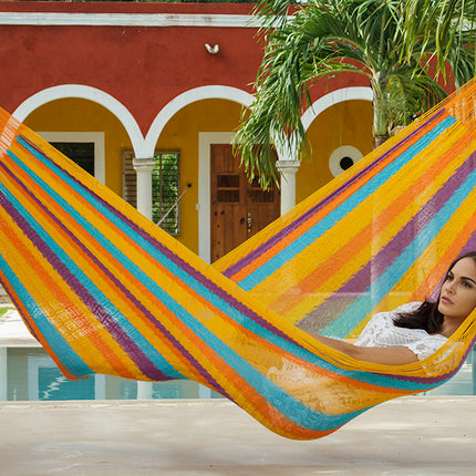 Mayan Legacy Jumbo Size Cotton Mexican Hammock in Alegra Colour