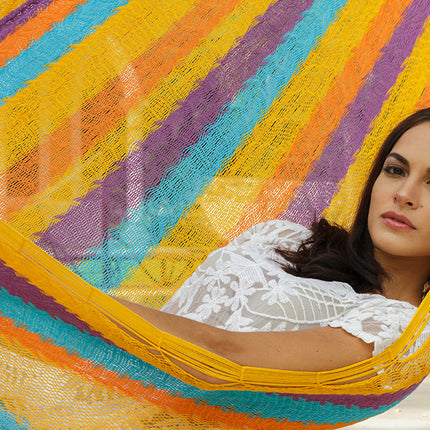 Mayan Legacy Jumbo Size Cotton Mexican Hammock in Alegra Colour