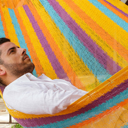 Mayan Legacy Jumbo Size Cotton Mexican Hammock in Alegra Colour
