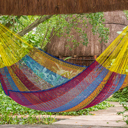 Mayan Legacy King Size Cotton Mexican Hammock in Confeti Colour