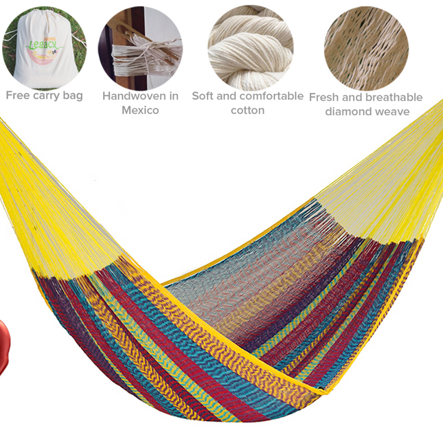 Mayan Legacy Jumbo Size Cotton Mexican Hammock in Confeti Colour