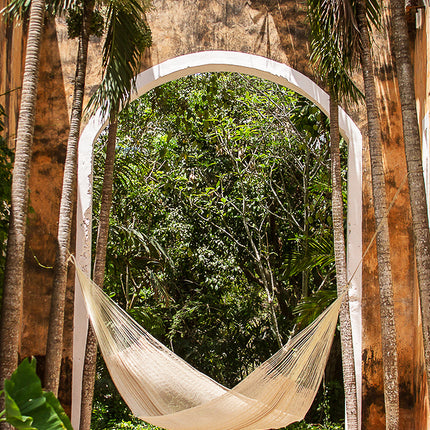 Mayan Legacy King Size Cotton Mexican Hammock in Cream Colour
