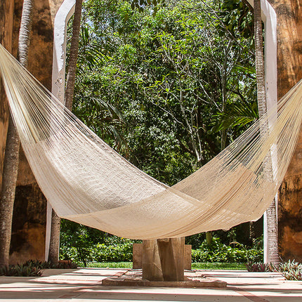 Mayan Legacy Queen Size Cotton Mexican Hammock in Cream Colour
