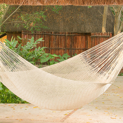 Mayan Legacy Queen Size Cotton Mexican Hammock in Cream Colour