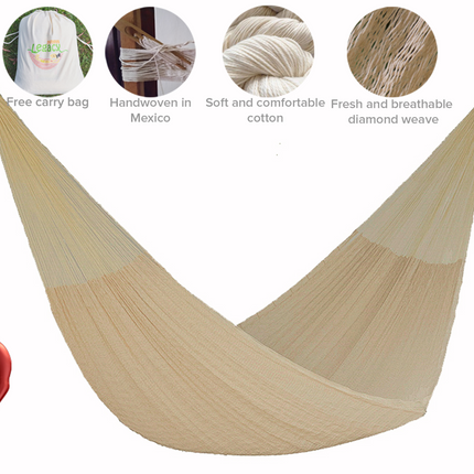 Mayan Legacy Jumbo Size Cotton Mexican Hammock in Cream Colour