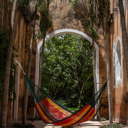Mayan Legacy Queen Size Cotton Mexican Hammock in Imperial Colour